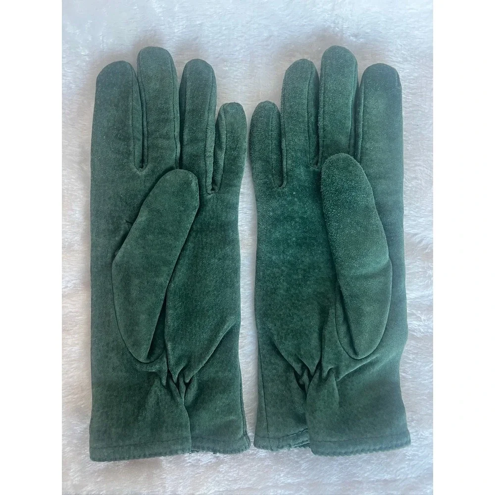 Suede Gloves Forest Green Lined Med Dark Academia Vintage MCM Forestcore Classic